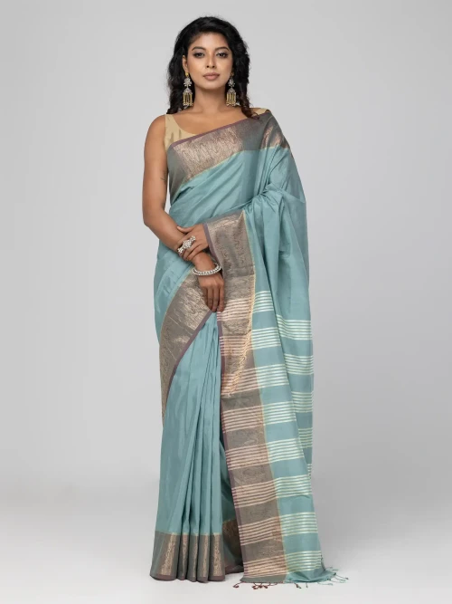 Dark Mint Green Silk Saree